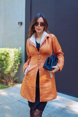 CASACO TREND COAT SHINE LARANJA CASACO TREND COAT SHINE LARANJA