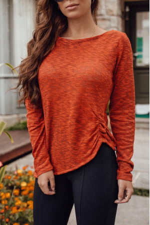 BLUSA ASSIMETRICA LATERAL FRANZIDO- LARANJA BLUSA ASSIMETRICA LATERAL FRANZIDO- LARANJA